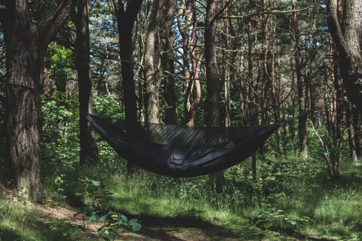 Hamak Lekki Ważka V2 z Moskitierą Czarny Long 350 cm Single Zip