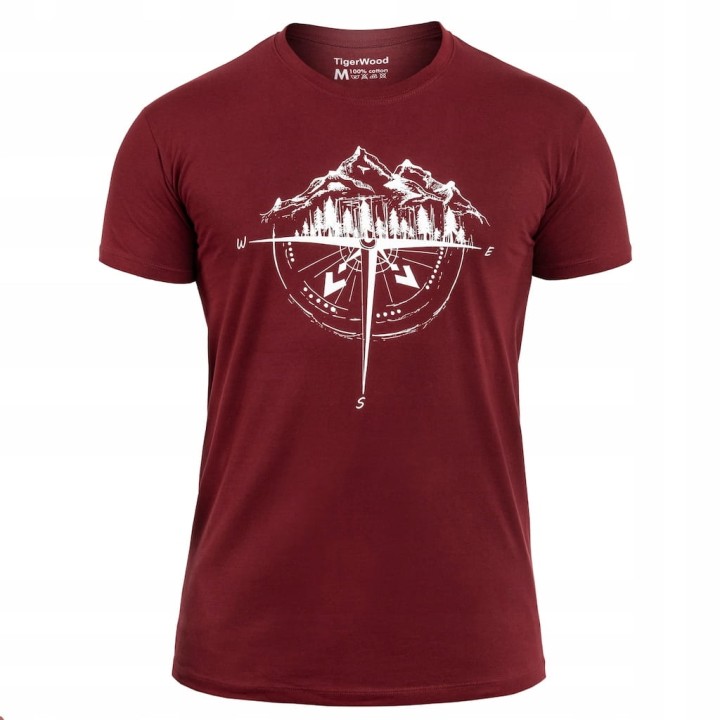 Koszulka T-shirt TigerWood Róża Wiatrów Bordowa
