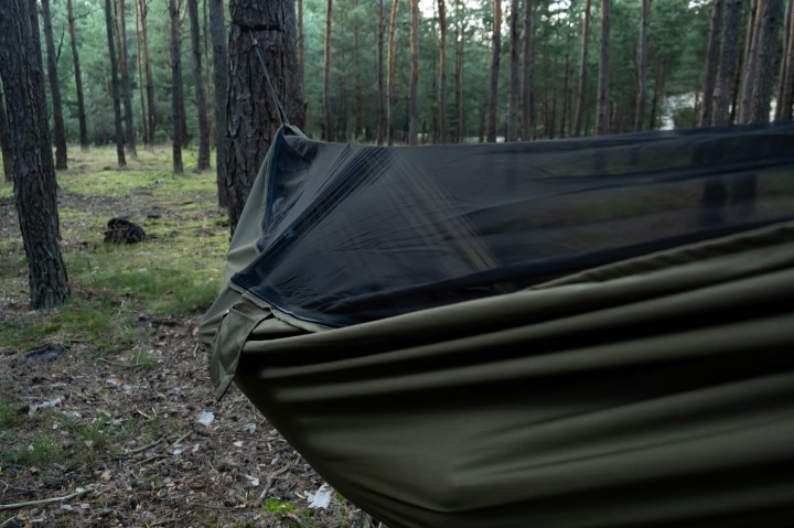 Hamak Kempingowy TigerWood Bizon z Moskitierą Olive Long 350 cm