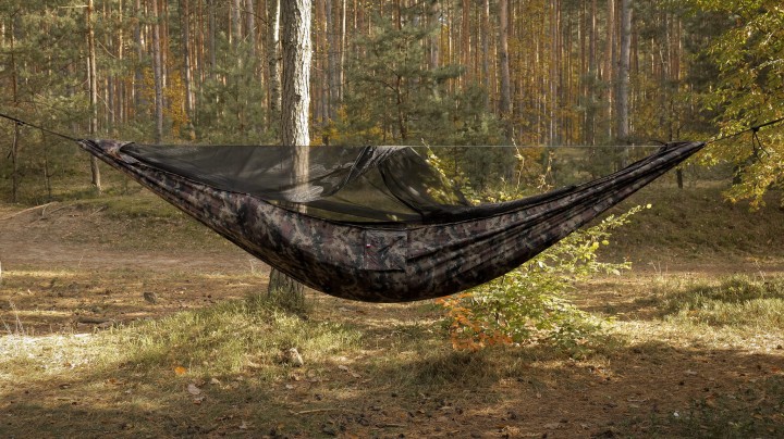 Hamak TigerWood Ważka V2 Camo z Moskitierą Long 350 cm Pocket