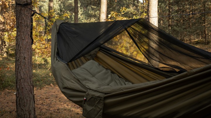 Hamak TigerWood Ważka V2 Khaki z Moskitierą Long 350 cm Pocket
