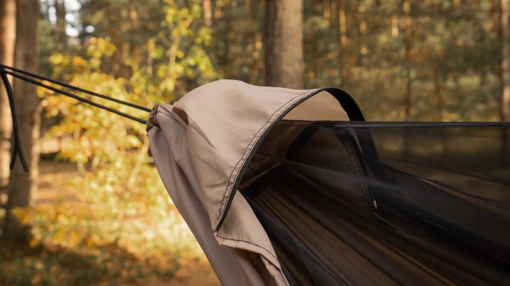 Hamak TigerWood Ważka V2 Pustynny z Moskitierą Long 350 cm Pocket