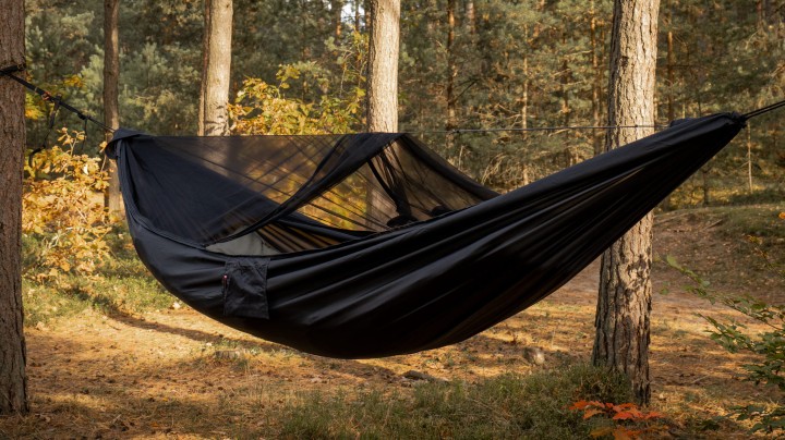 Hamak TigerWood Ważka V2 Czarny z Moskitierą Long 350 cm Pocket