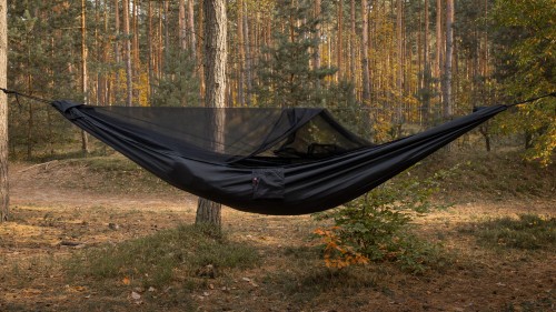 Hamak TigerWood Ważka V2 Czarny z Moskitierą Pocket